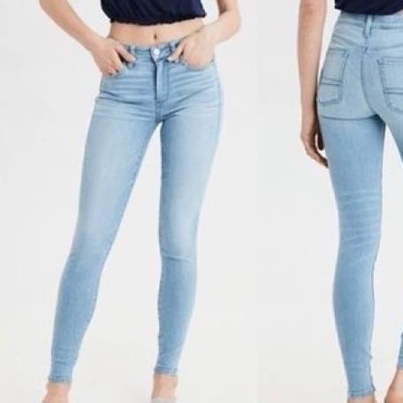 AEO High Rise Skinny Jeans EUC Size 6 Acid Wash - Picture 2 of 8